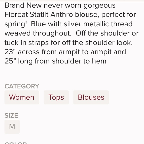 πAnthro>Floreat cold shoulder boho top NWT - Picture 9 of 9